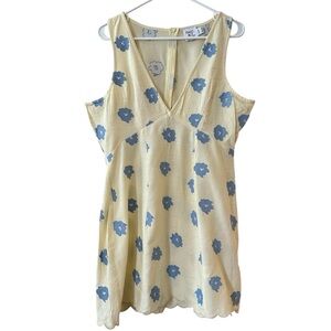 Princess Polly Mini Dress Yellow Blue Floral Summer Nights V Neck Spring Size 12